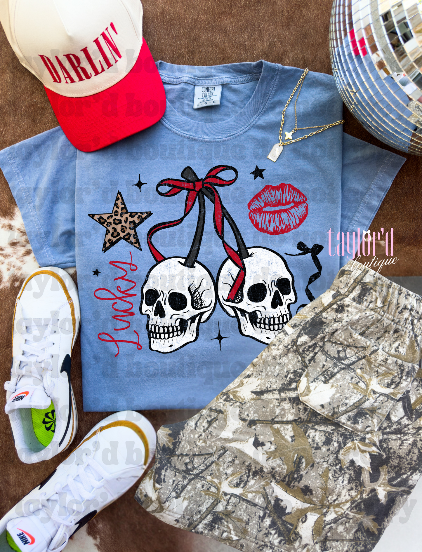 Lucky Skulls Collage Tee/ Crew