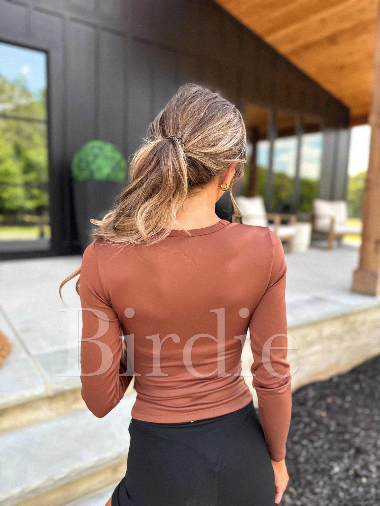 PREORDER Birdie AirSkin Long Sleeve Top in Honey Chestnut