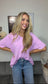 Woven Airflow V-Neck Dolman Top in Mauve