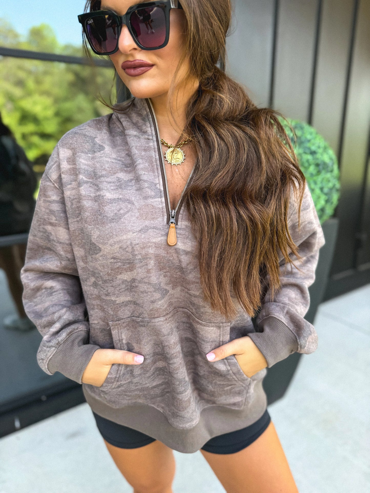 PREORDER Birdie Comfort Weight Quarter Zip Pullover in Smoked Oak Camo