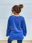 PRE-ORDER Birdie Ash Wash Raglan Loose Banded Pullover In Wine & Sonic Blue