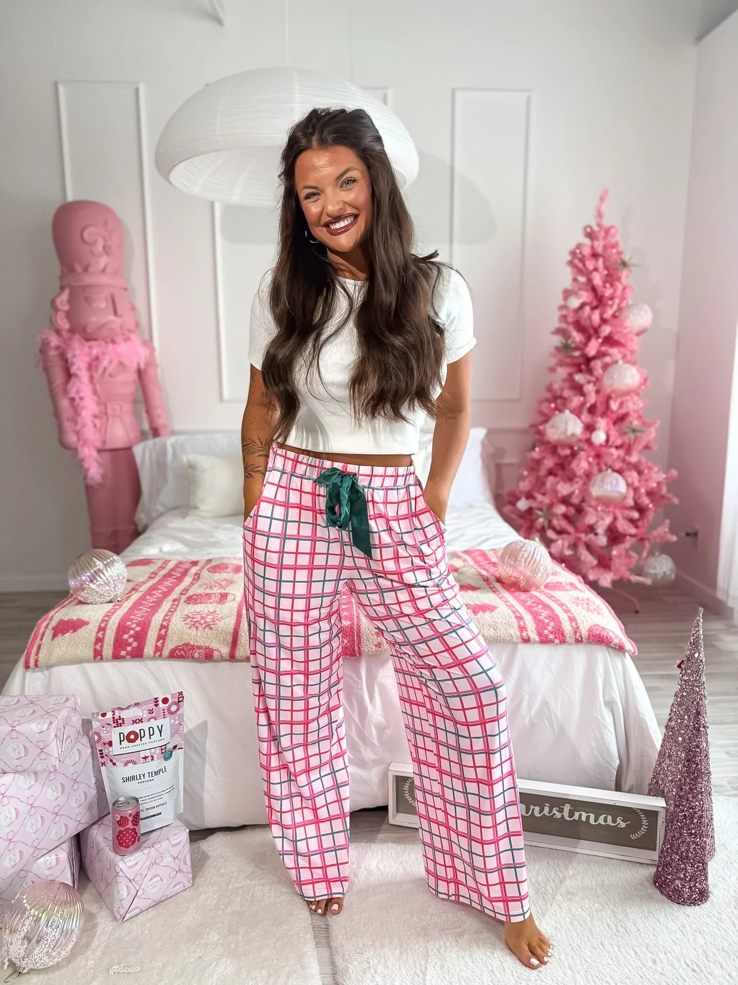 PREORDER Birdie Stretchy Lounge Pants 2.0 in Pinkmas Plaid