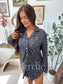 PREORDER Birdie Long Sleeve Sleep Dress in Indigo Wild Leopard