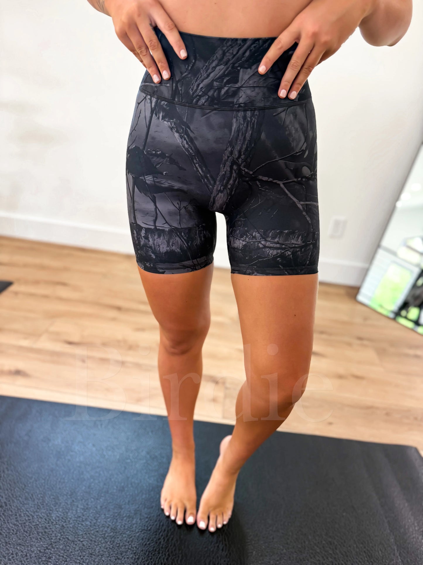 PREORDER Birdie Elevated Motion Biker Shorts in Carbon Camo