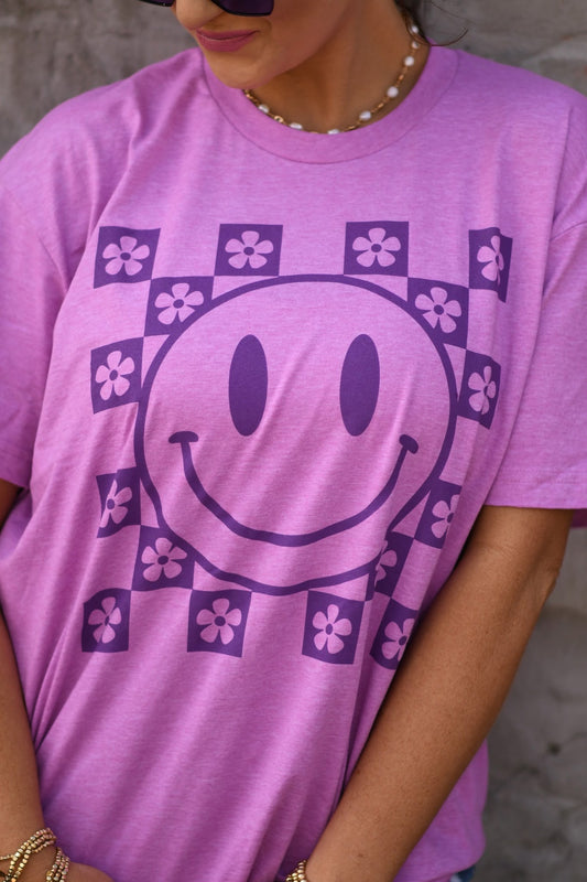 Purple Smiley Flowers Tee