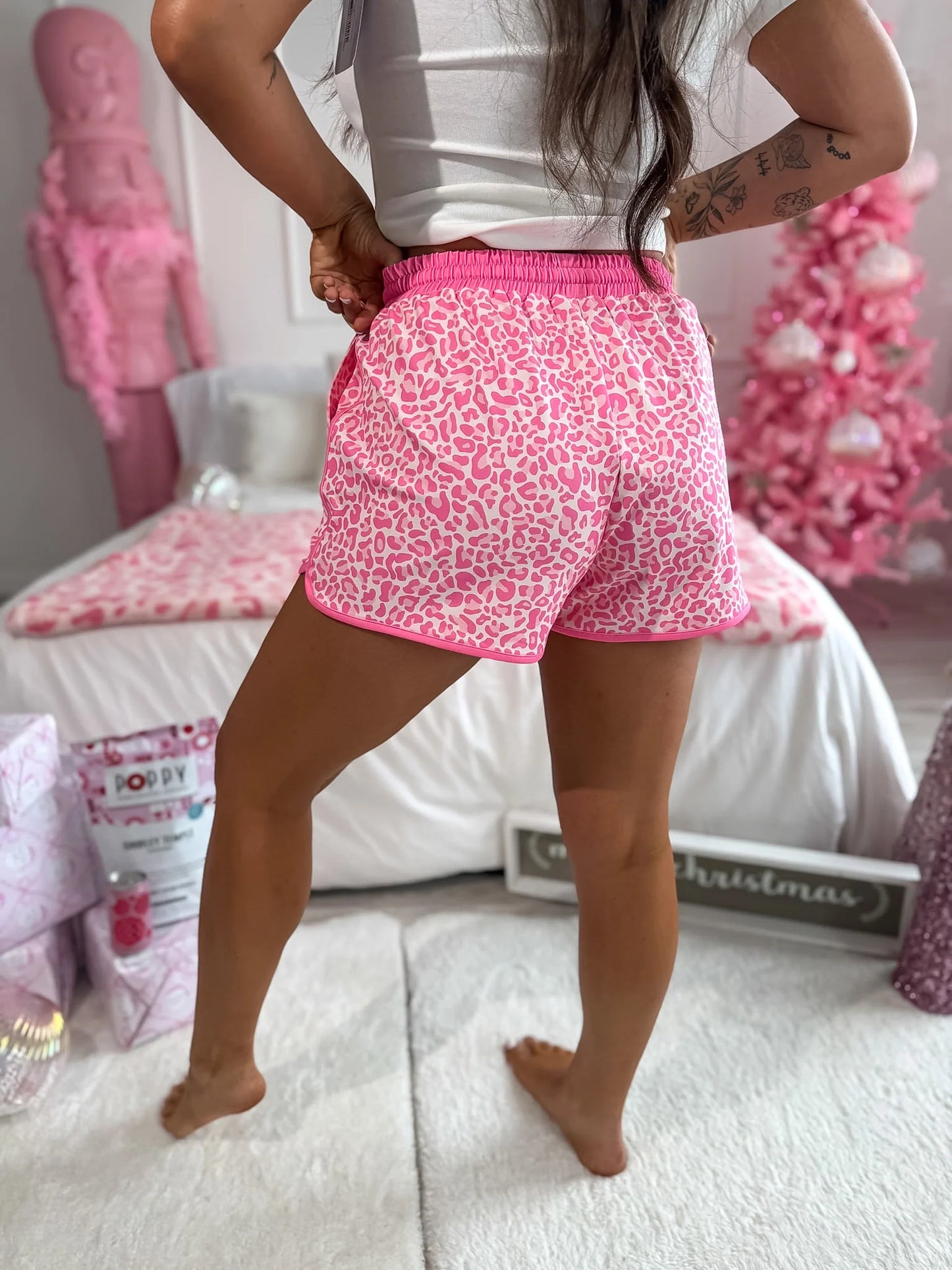 PREORDER Birdie Active Shorts in Pink Party Leopard