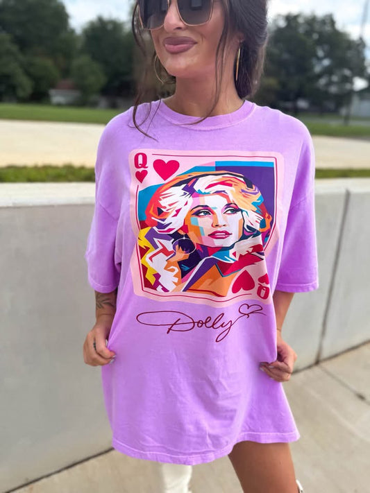 Dolly Queen Graphic Tee on Neon Violet *final sale*