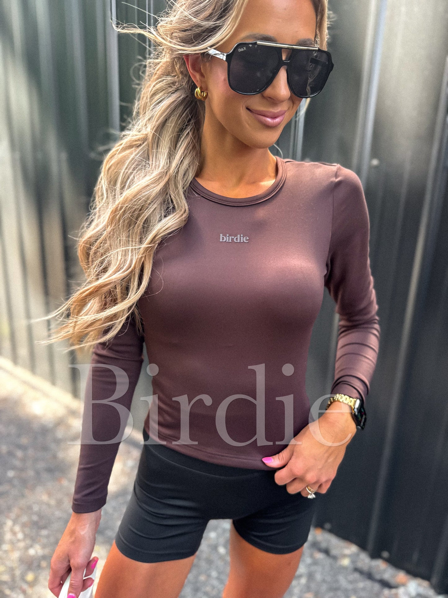 PREORDER Birdie AirSkin Long Sleeve Top in Espresso