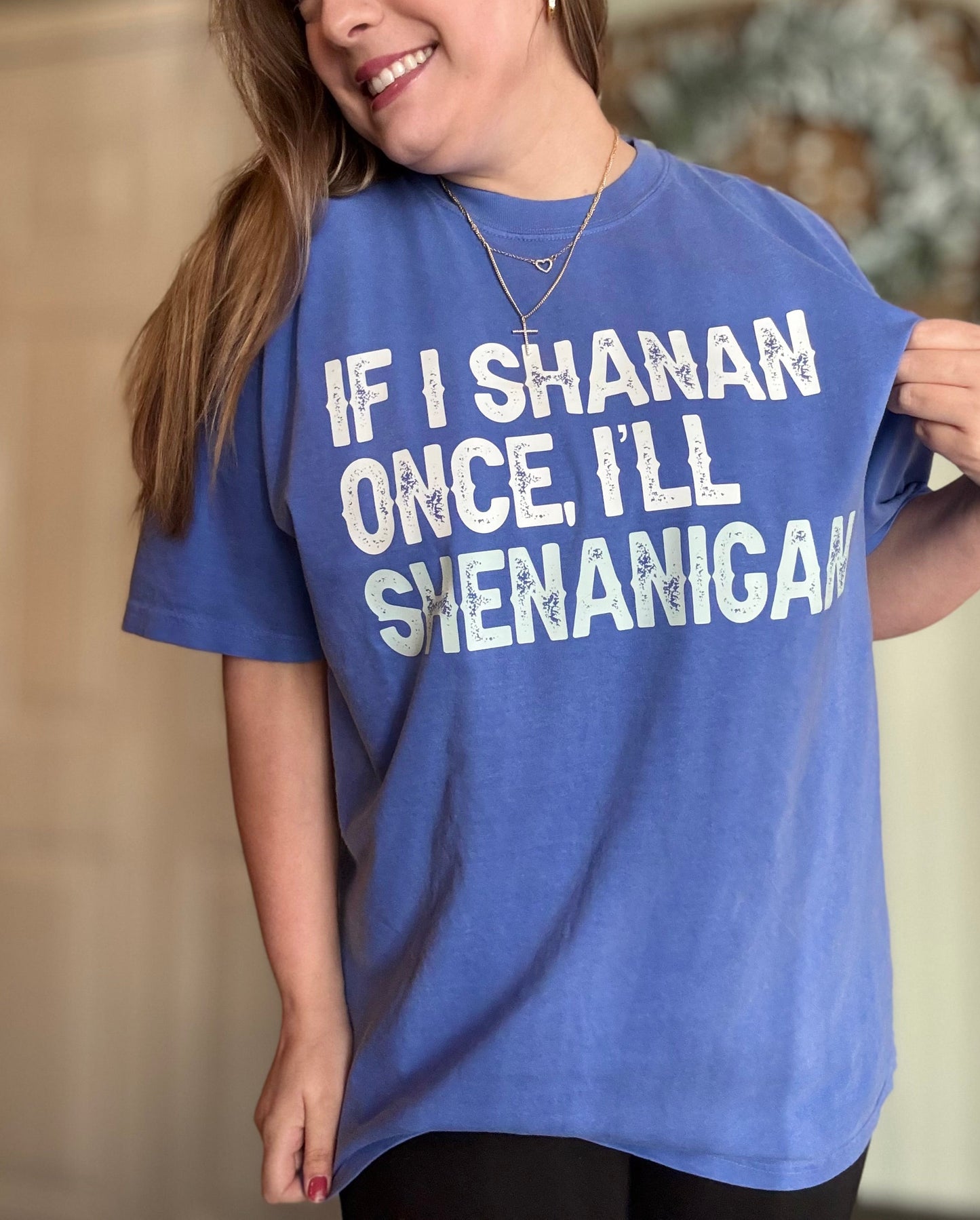 Shenanigans Graphic Tee on Flo Blue