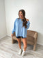PREORDER Birdie Ash Wash Raw Hem Cozy Pullover in Ice Blue