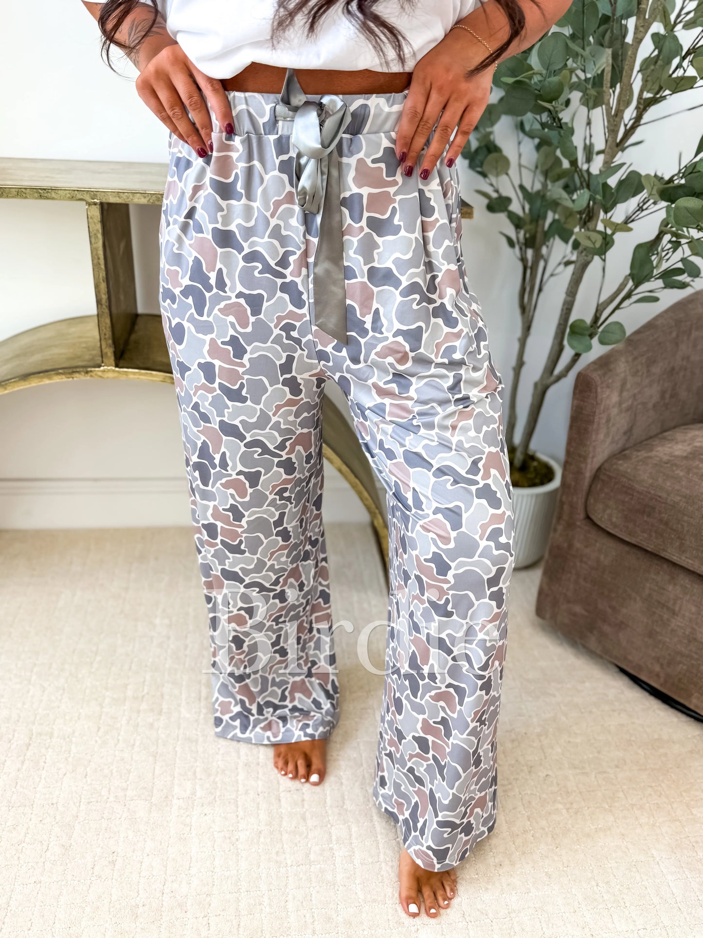 PREORDER Birdie Stretchy Lounge Pants in Sage Green Duck Camo