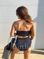 PREORDER Birdie Ruffle Bandeau Two Piece Swimsuit in Midnight Leopard (Sold as Set)