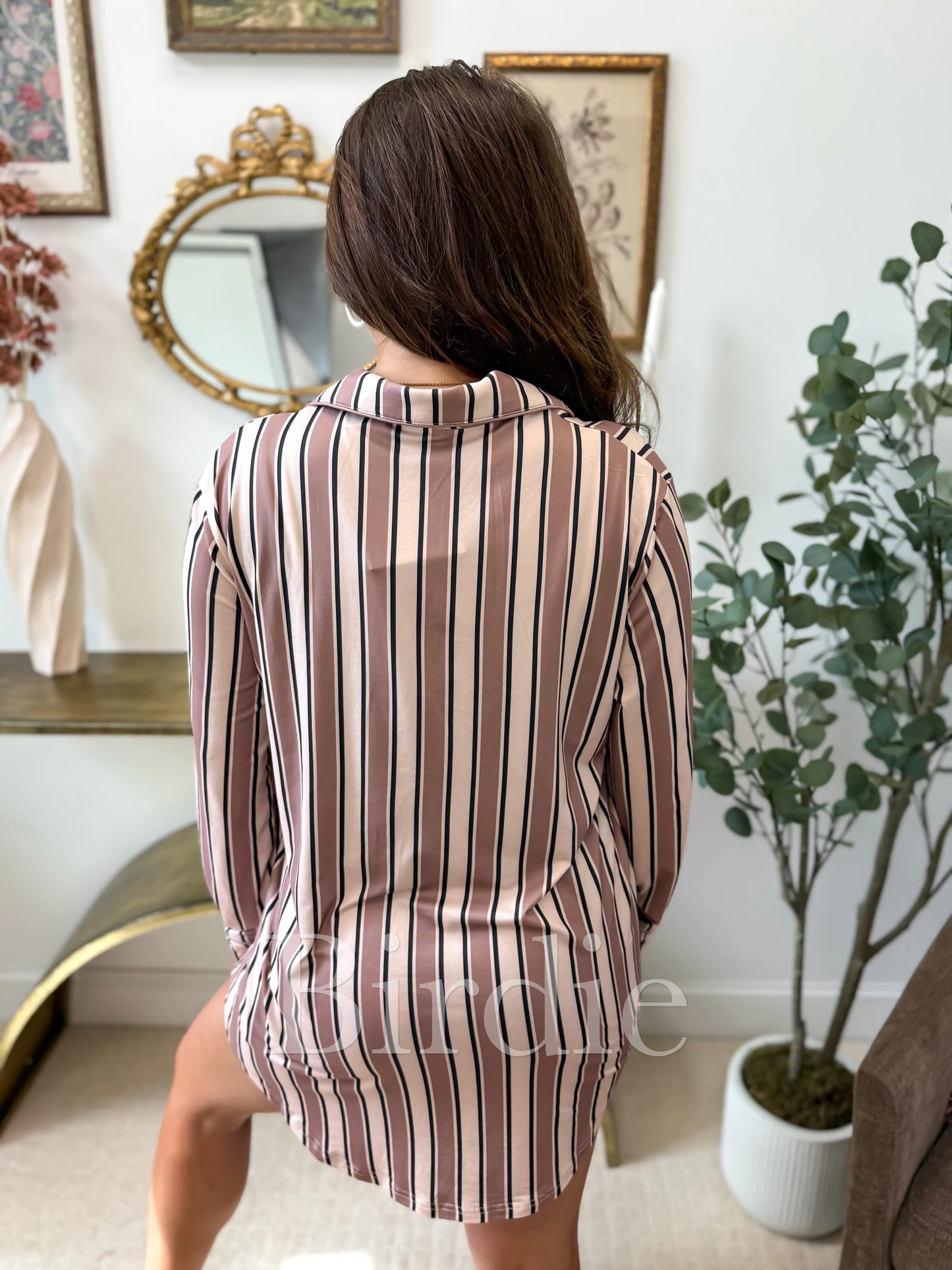 PREORDER Birdie Long Sleeve Sleep Dress in Cocoa Linen