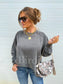 PRE-ORDER Birdie Ash Wash Raw Hem Cozy Pullover In Black & Teal