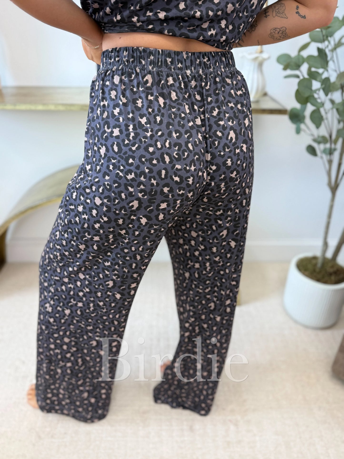 PREORDER Birdie Short Sleeve PJ Set in Indigo Wild Leopard (Sold as Set)