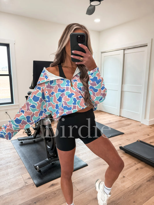 PREORDER Birdie Summer Quarter Zip Pullover in Spring Duck Camo