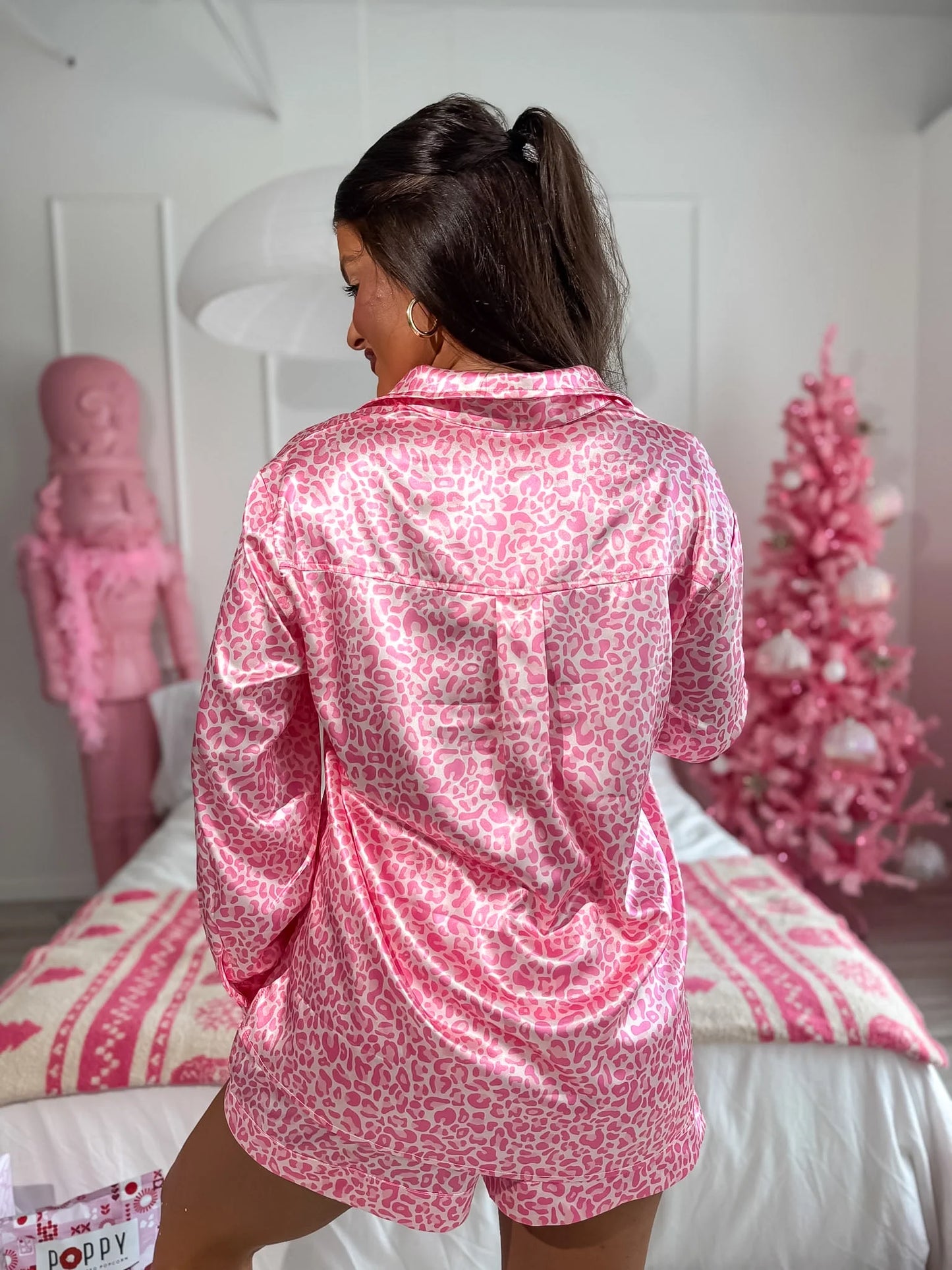 PREORDER Birdie After Dark Satin Set in Pink Party Leopard (Sold as Set)