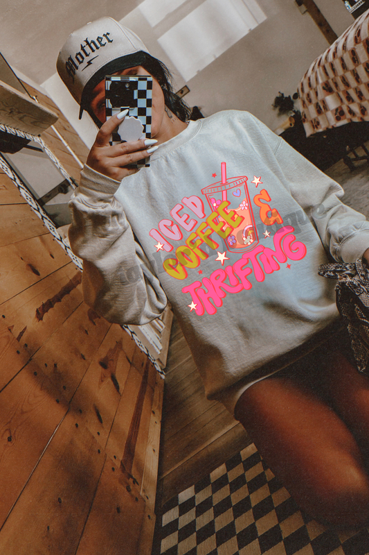 🥤🛍️ Iced Coffee & Thrifting Crew/ Tee