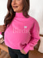 PREORDER Birdie Heart Embroidered Fleece Pullover in Bubblegum Pink