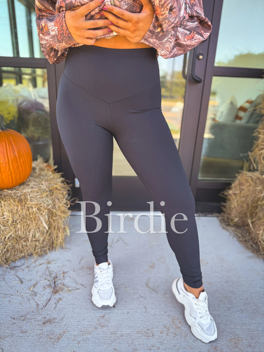 PREORDER Birdie Ribbed Leggings In Black