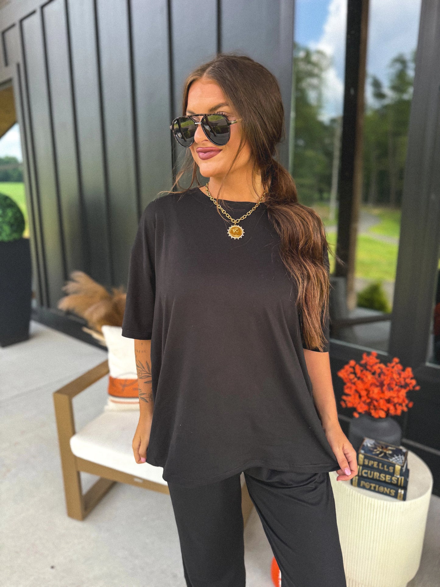 PREORDER Birdie Tee & Boxer Pant Set in Jet Black (Sold as Set)