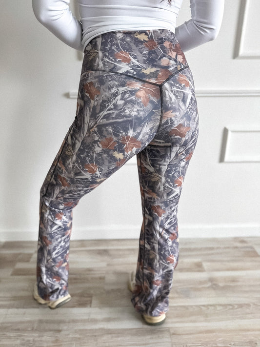 PREORDER Birdie Sculpt Yoga Flare in Timber Haze Camo *final sale*