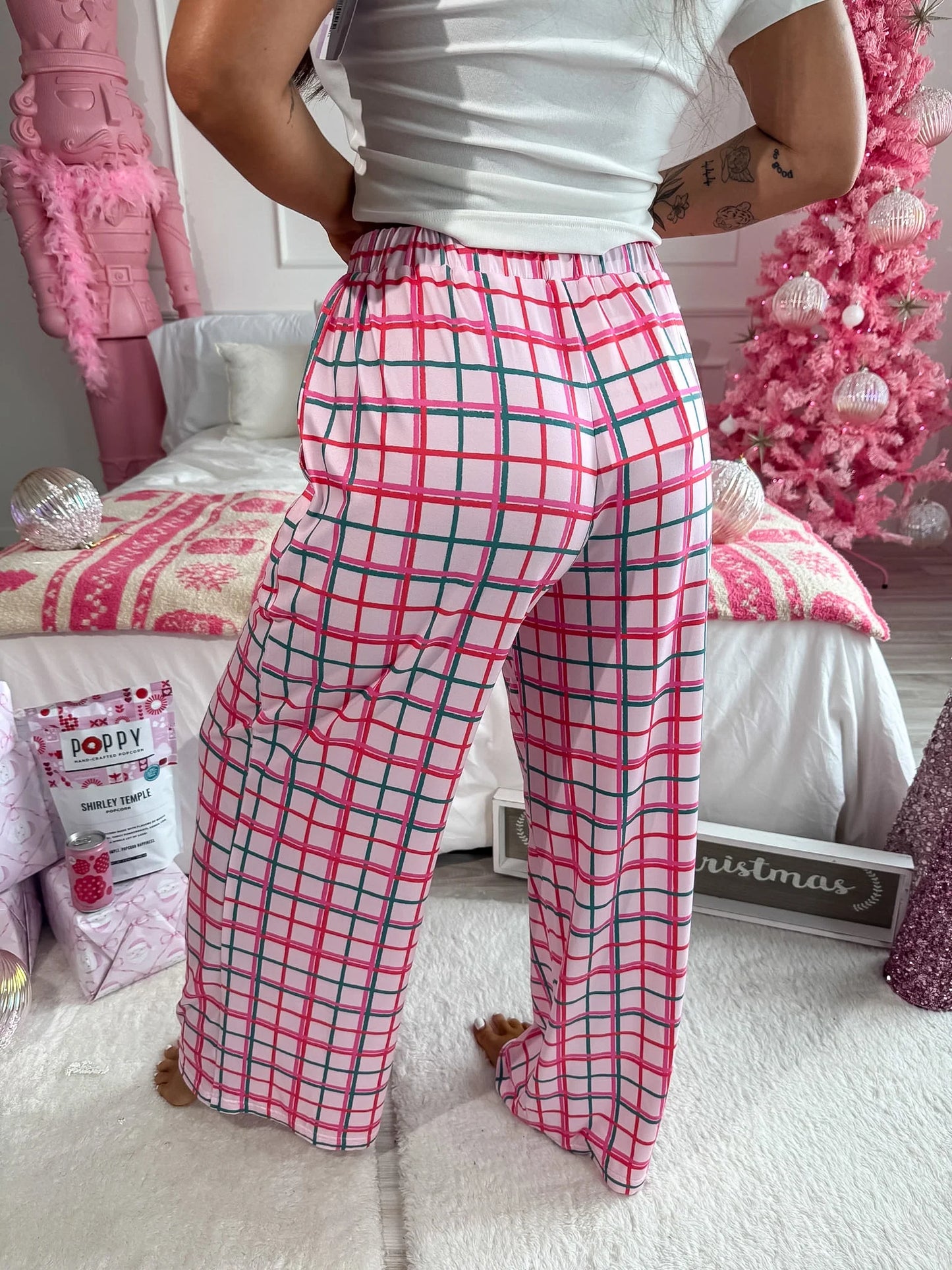 PREORDER Birdie Stretchy Lounge Pants 2.0 in Pinkmas Plaid