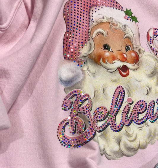PREORDER Pink Spangle Santa Crewneck Sweater