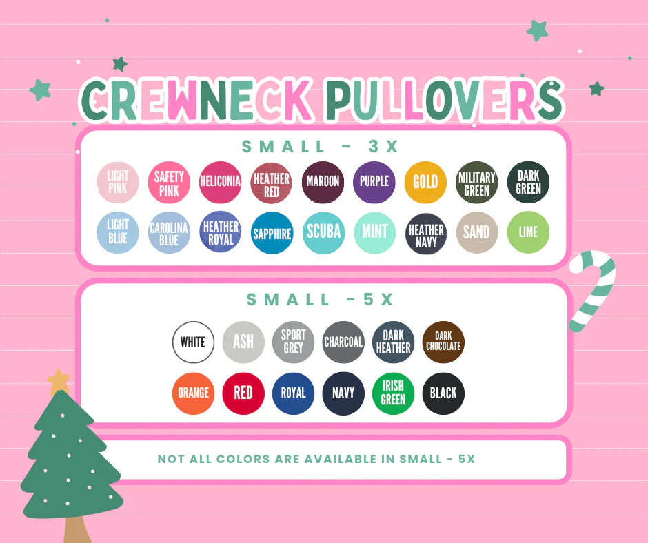 PREORDER Embroidery Merry Christmas Trees Pink/Mint Theme Crewneck