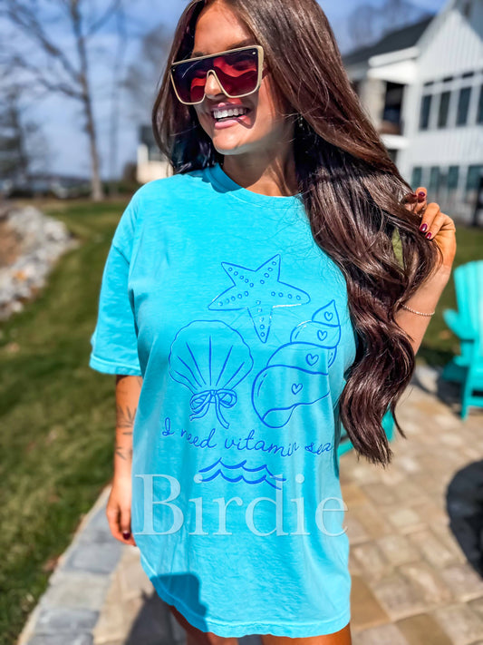 I Need Vitamin Sea Graphic Tee on Lagoon Blue