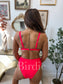 Birdie Sunset Pop Bikini in Neon Red (Sold as Set)