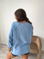 PREORDER Birdie Ash Wash Raw Hem Cozy Pullover in Ice Blue