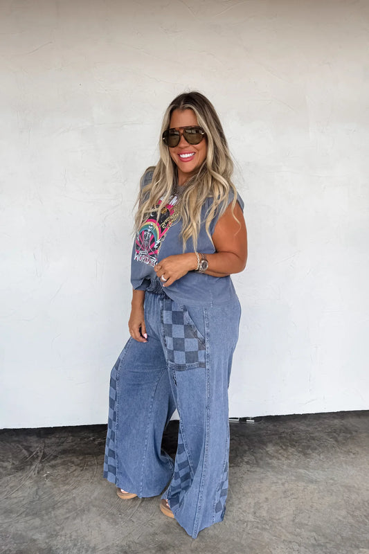 PRE-ORDER Groove On The Checker Flare Pants