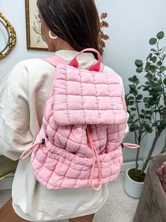 Birdie Quilted Backpack in Pink