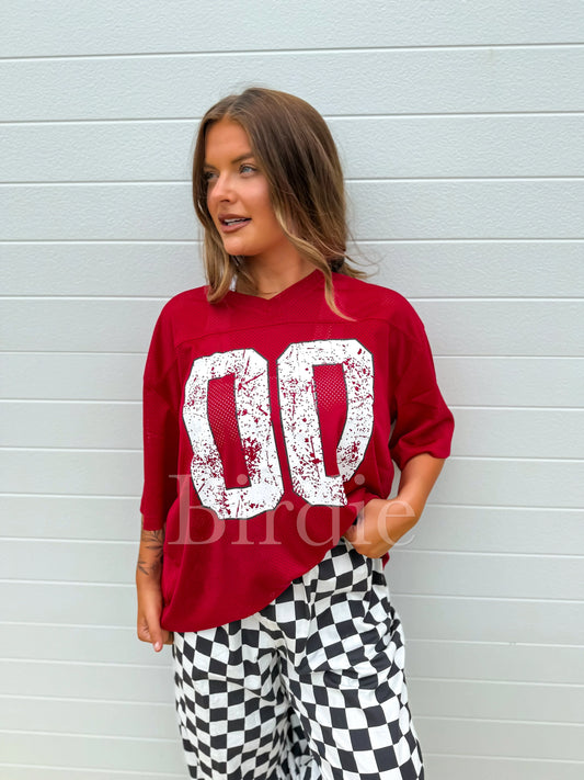★ PRE-ORDER Birdie 00 Athletic Oversized Jersey In Black & Red ★