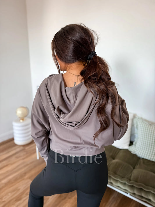 PREORDER Birdie Summer Quarter Zip Pullover in Smoky Taupe