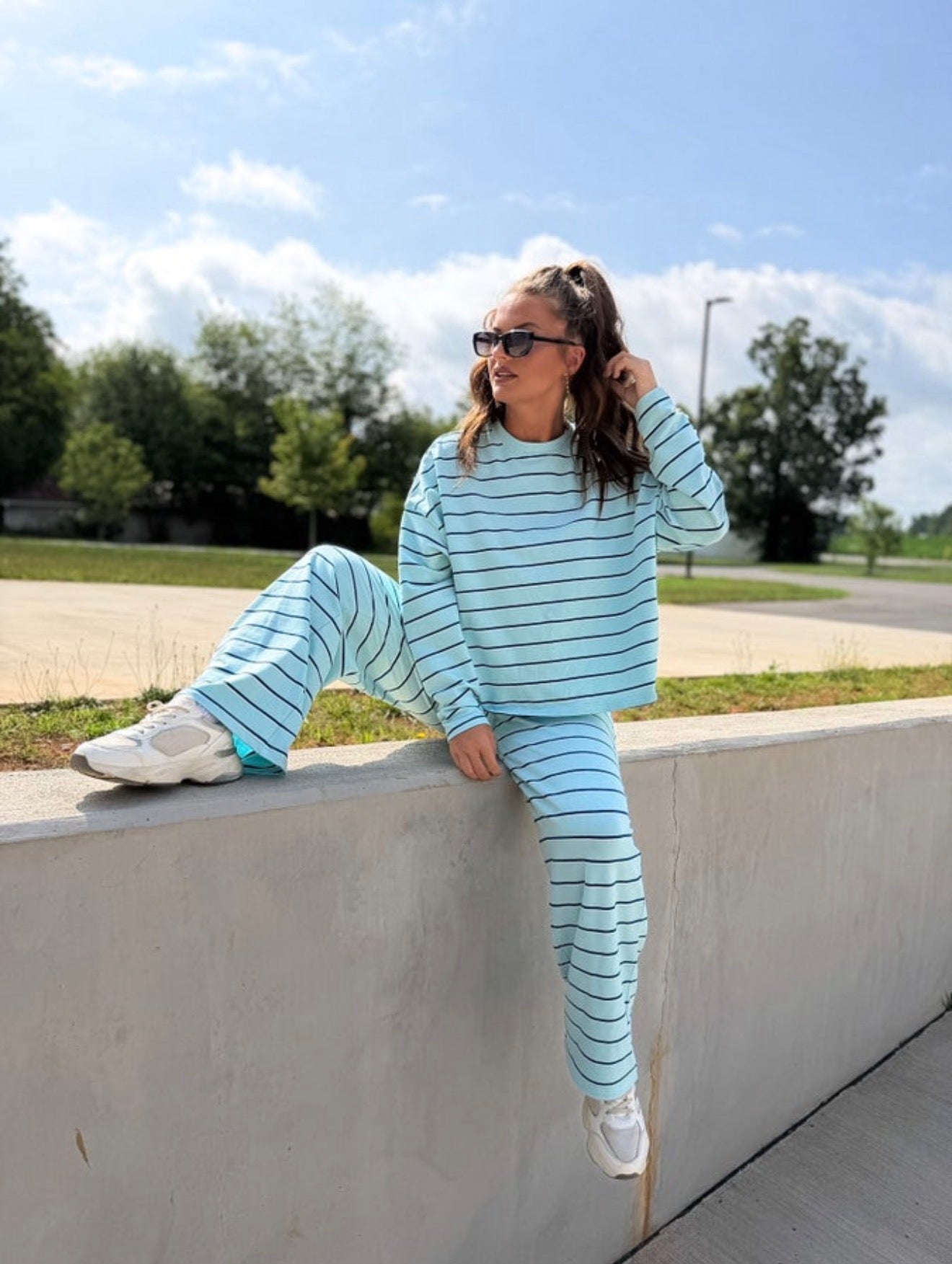 PREORDER Birdie Sunday Ease Set in Island Breeze Stripe (Sold as Set)