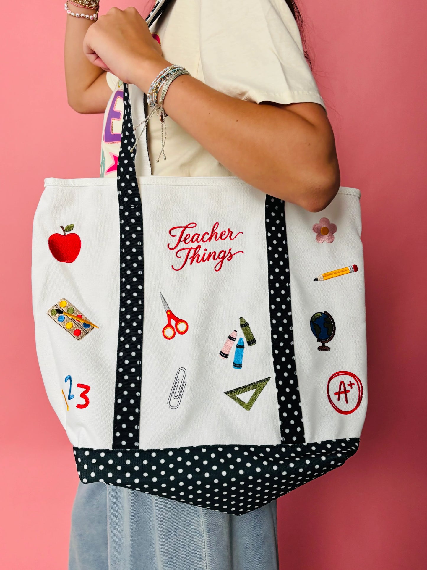 Embroidered Teacher Things Tote Bag *final sale*
