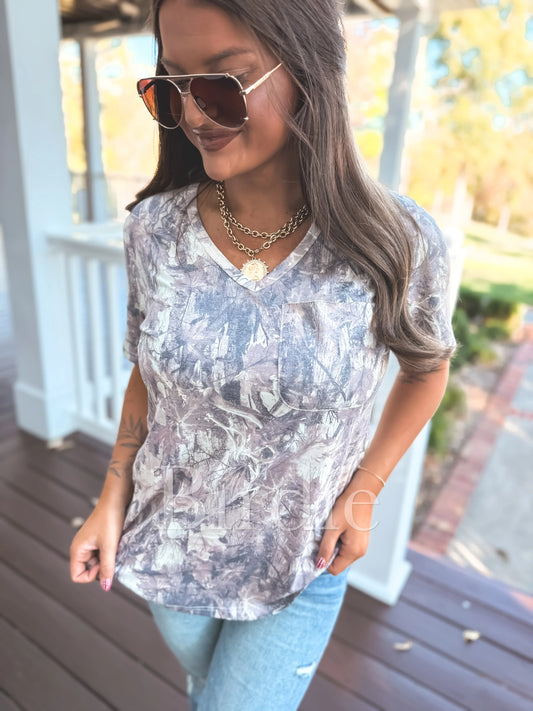 PREORDER Birdie Softstyle V-Neck Pocket Tee In Dark Camo