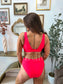 PREORDER Birdie Two Piece Swimsuit in Neon Red (Sold as Set)