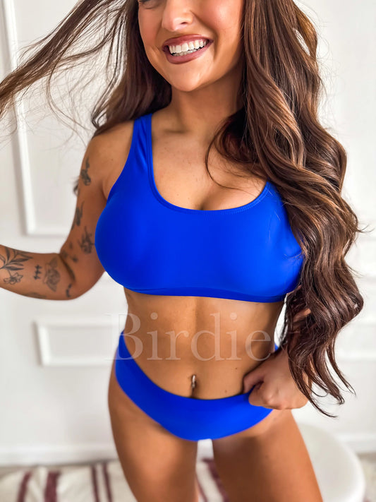 PREORDER Birdie Two Piece Swimsuit in Electric Blue (Sold as Set)
