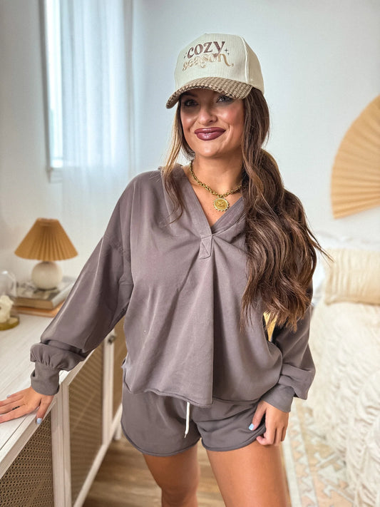PREORDER Birdie Cozy Club Pullover in Smoked Cocoa