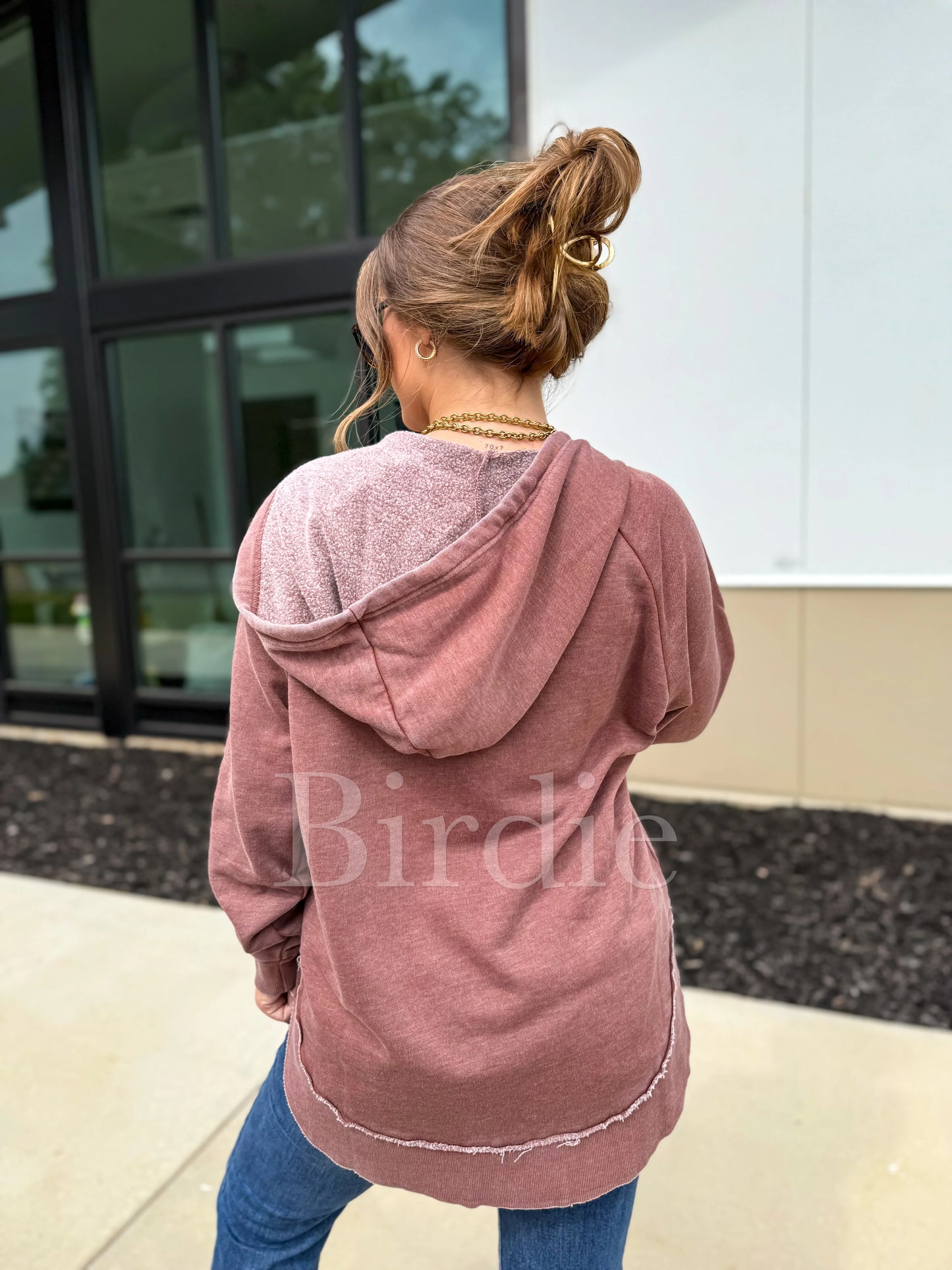PRE-ORDER Birdie Split Neck Rounded Hem Ash Wash Pullovers