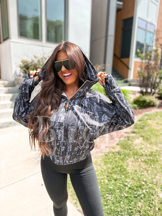 PREORDER Birdie Summer Quarter Zip Pullover in Blackout Dark Camo