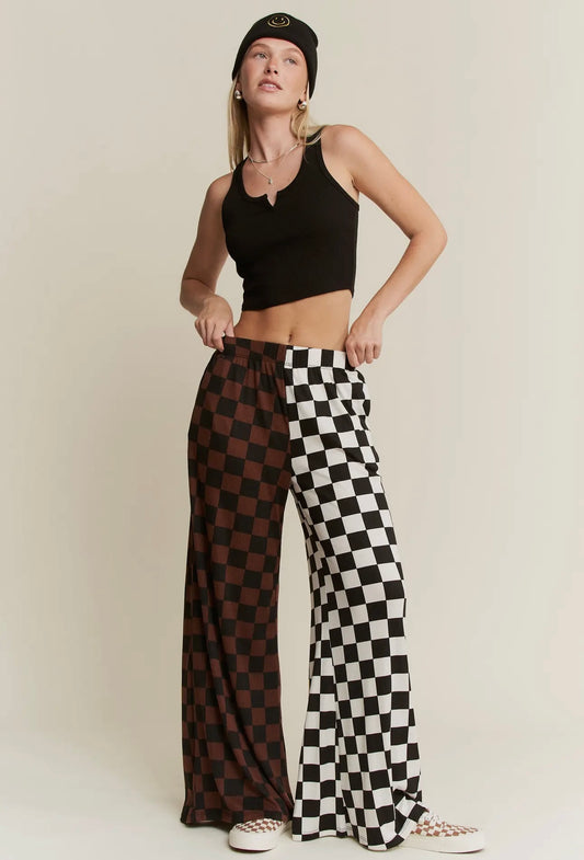 ☆ PRE-ORDER Split Decision Pants In Checker & Leopard Checker ☆
