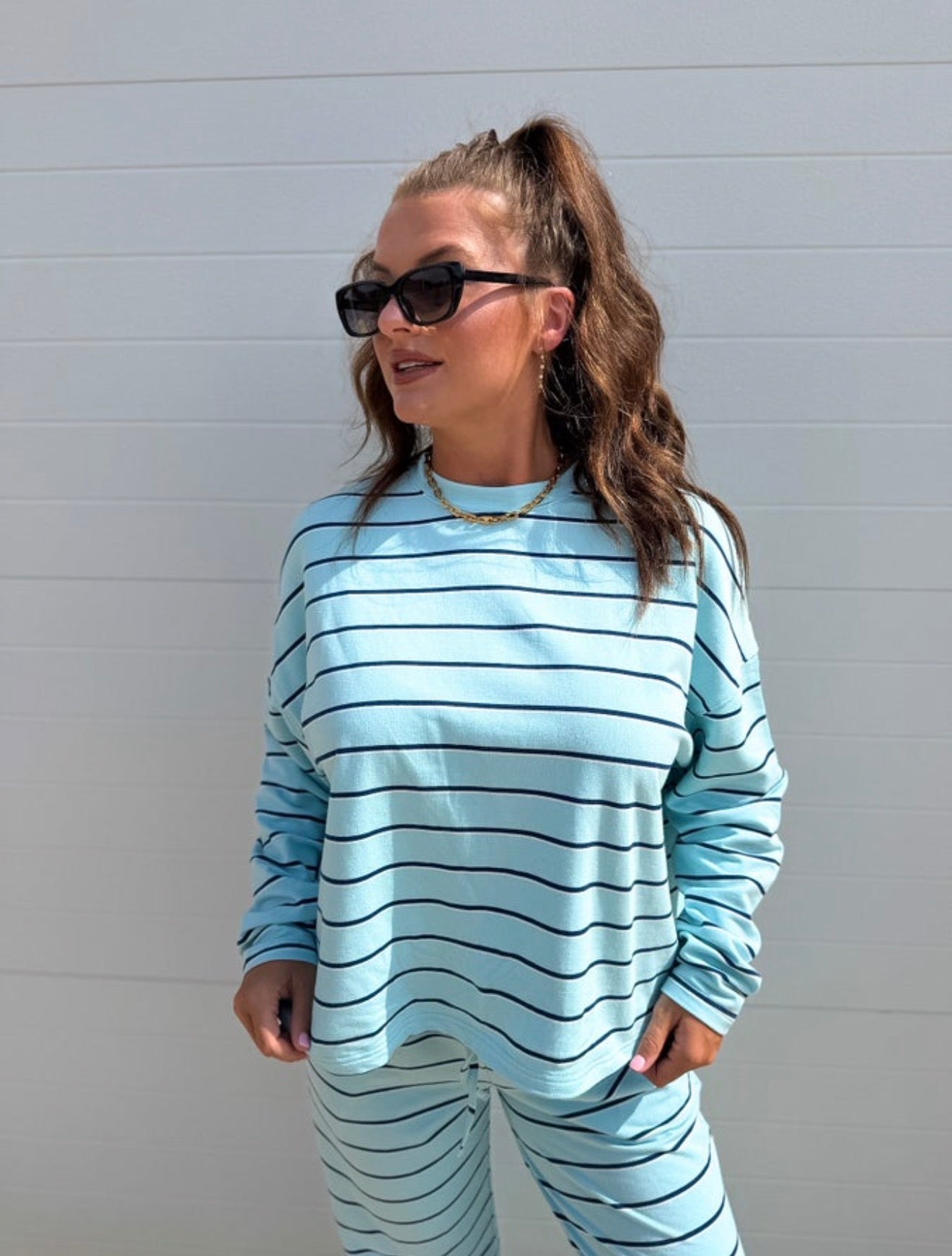 PREORDER Birdie Sunday Ease Set in Island Breeze Stripe (Sold as Set)