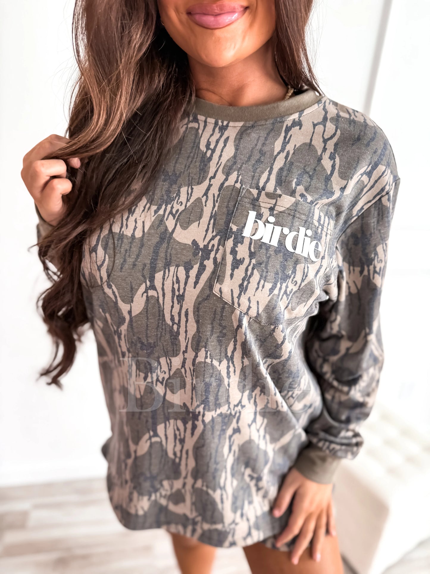 Birdie Two Piece Long Sleeve Short Set in Birch Camo (Sold as Set)