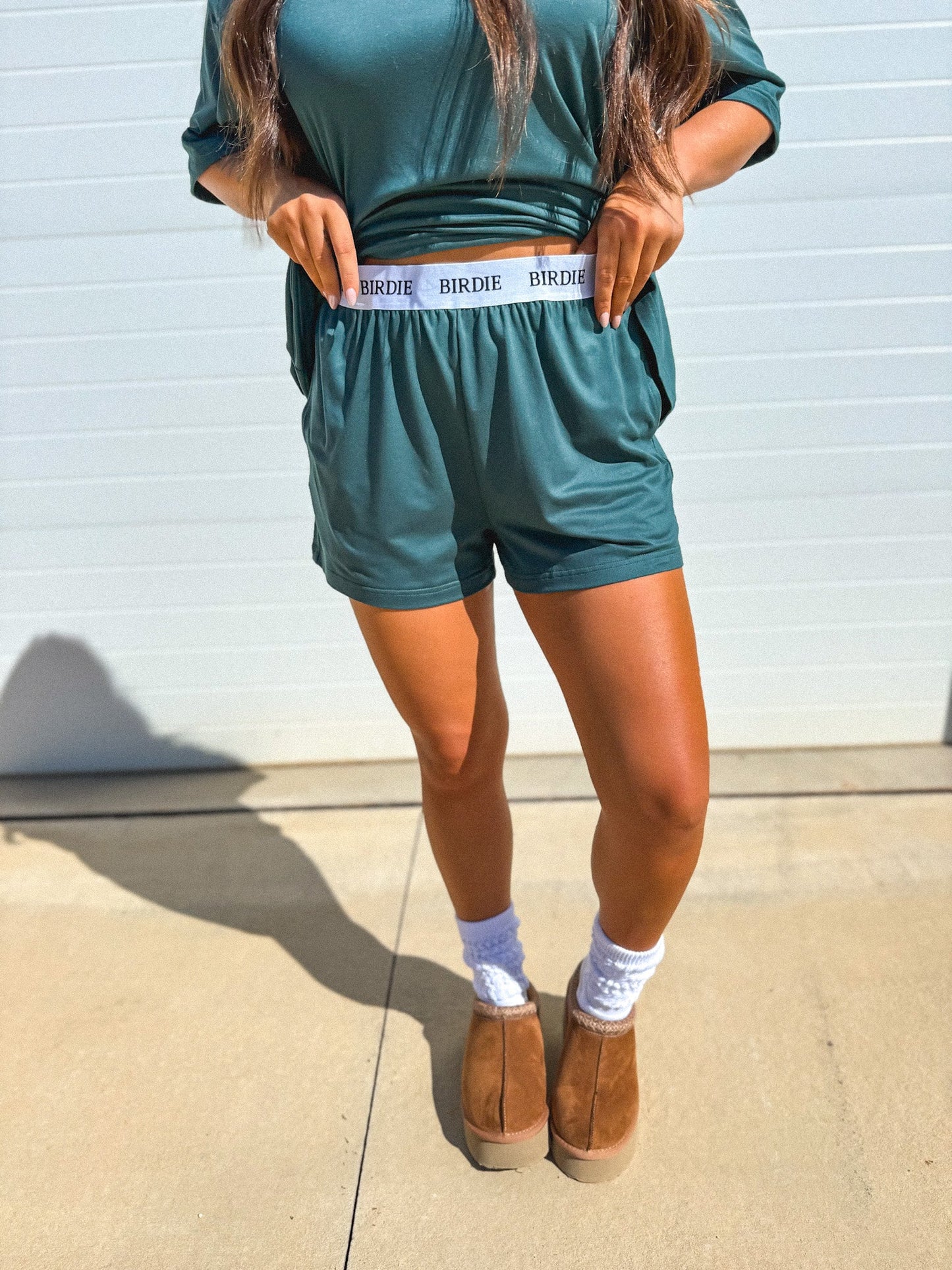PREORDER Birdie Tee Boxer Short Set in Evergreen (Sold as Set)