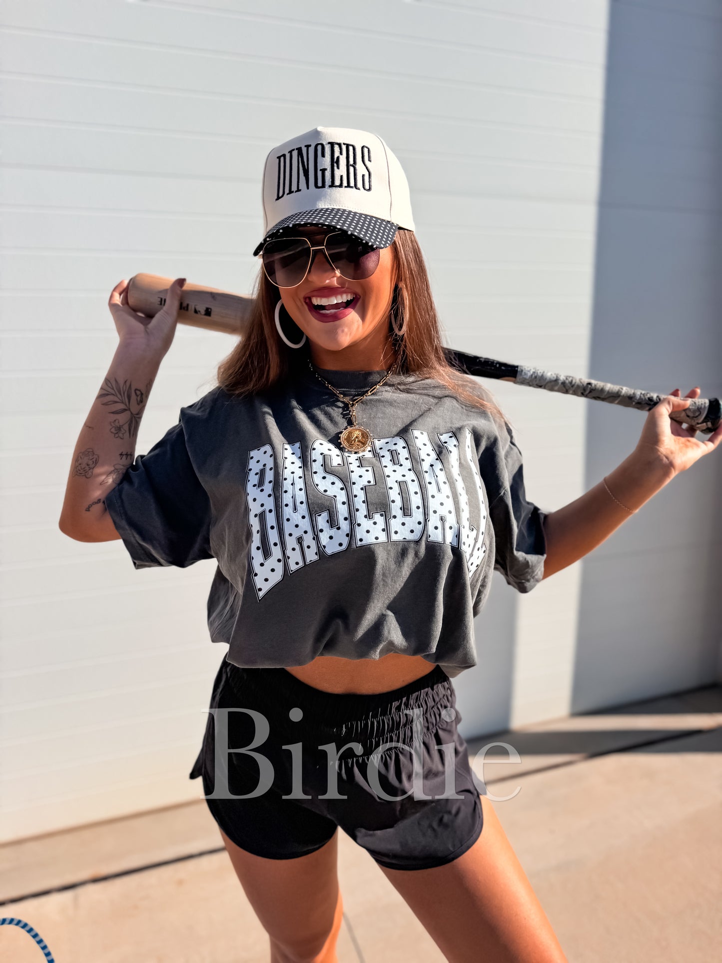 Baseball Polka Dot Graphic Tee on Pepper