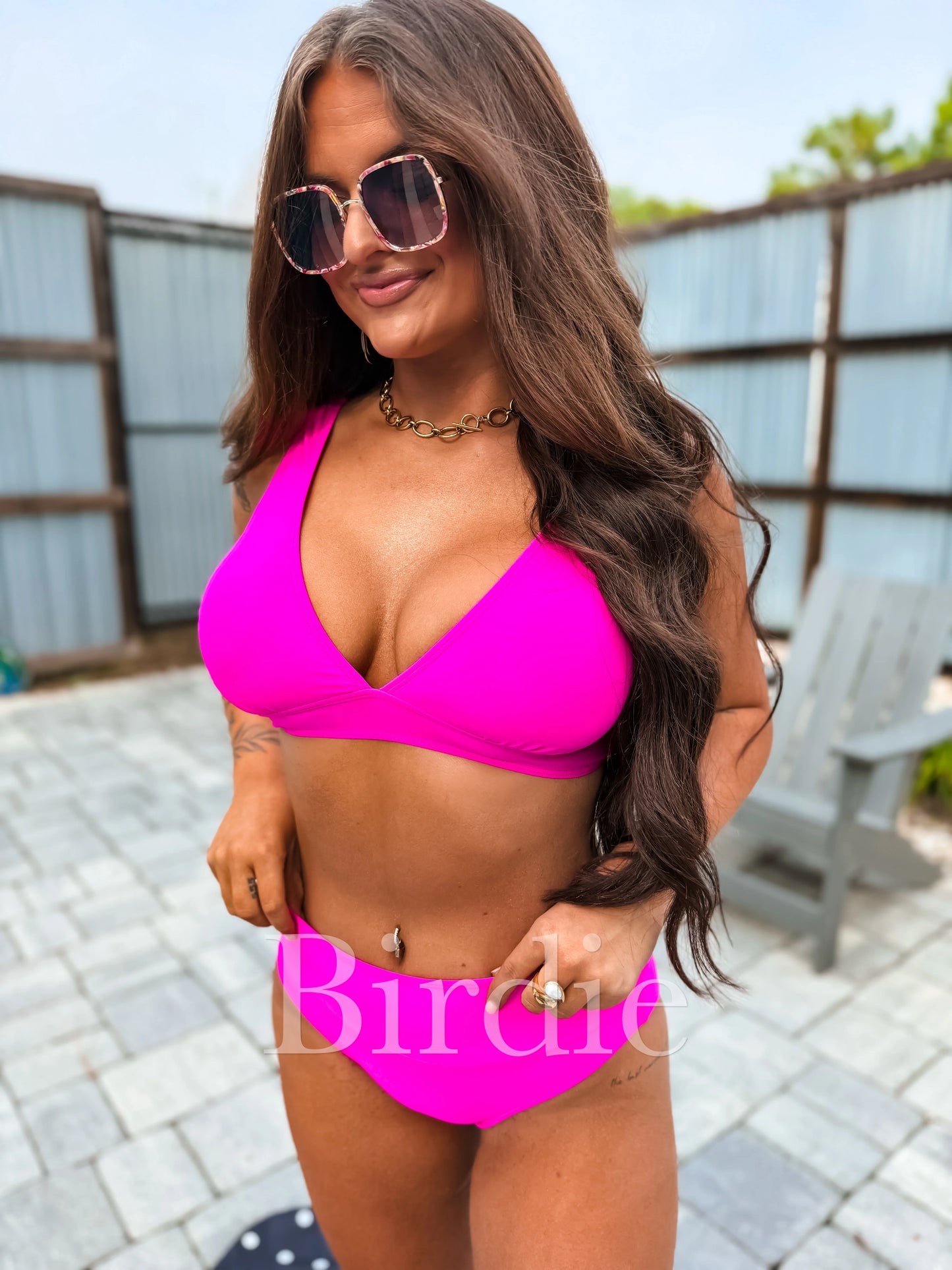 Birdie Flaming Flow 2 Piece Swimsuit in Neon Violet (Sold as Set)